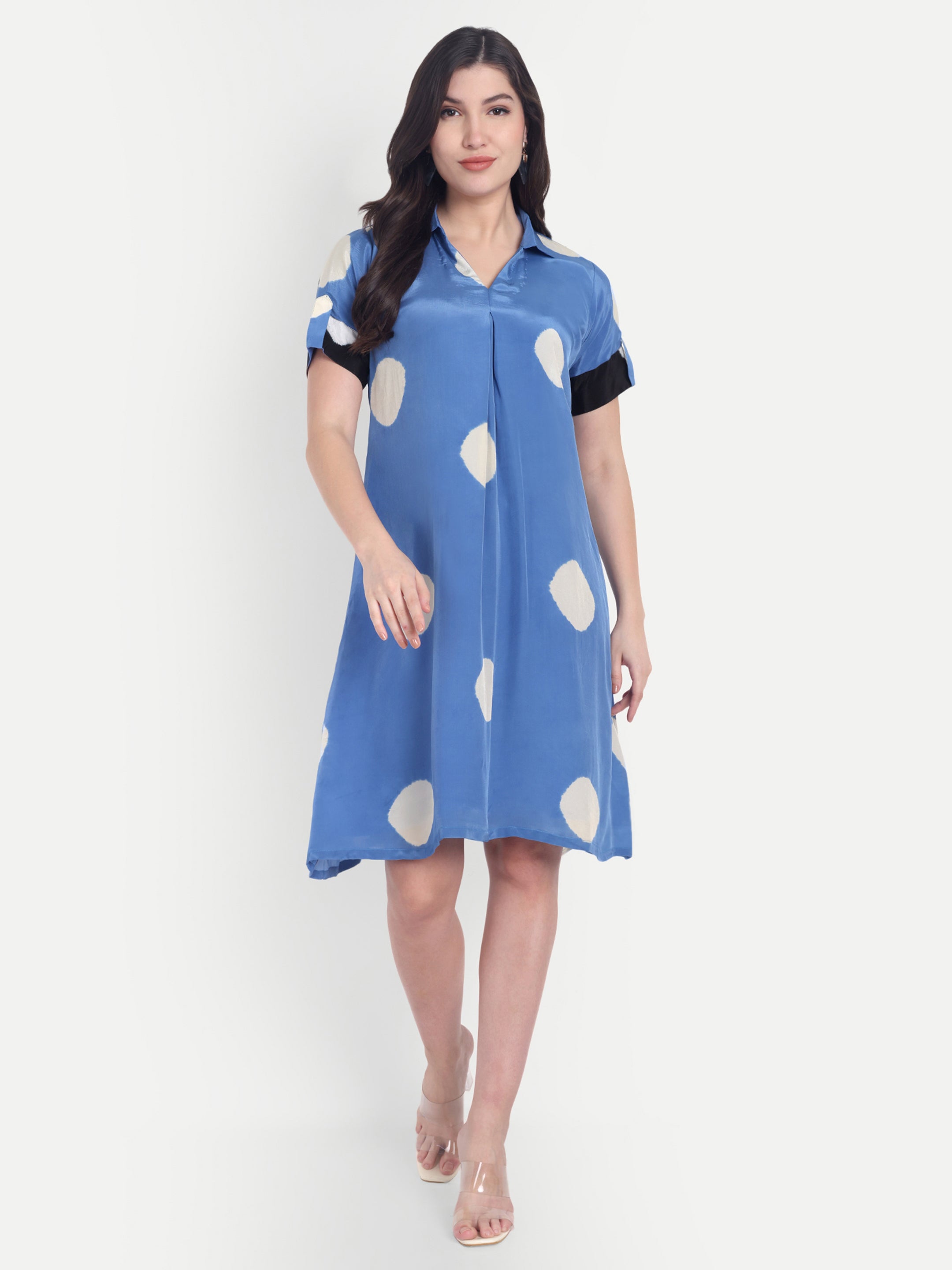 Polka Diva Dress-Blue