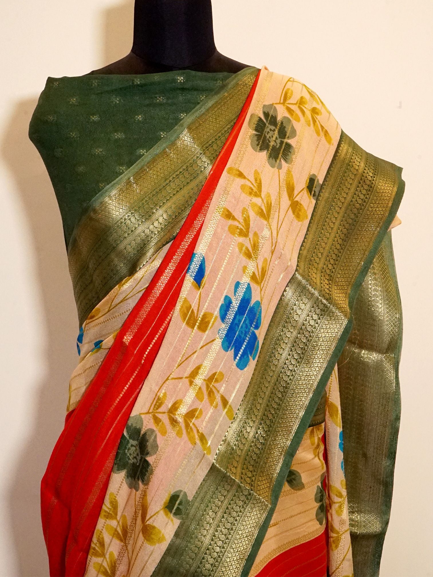 Crimson Floral Saree