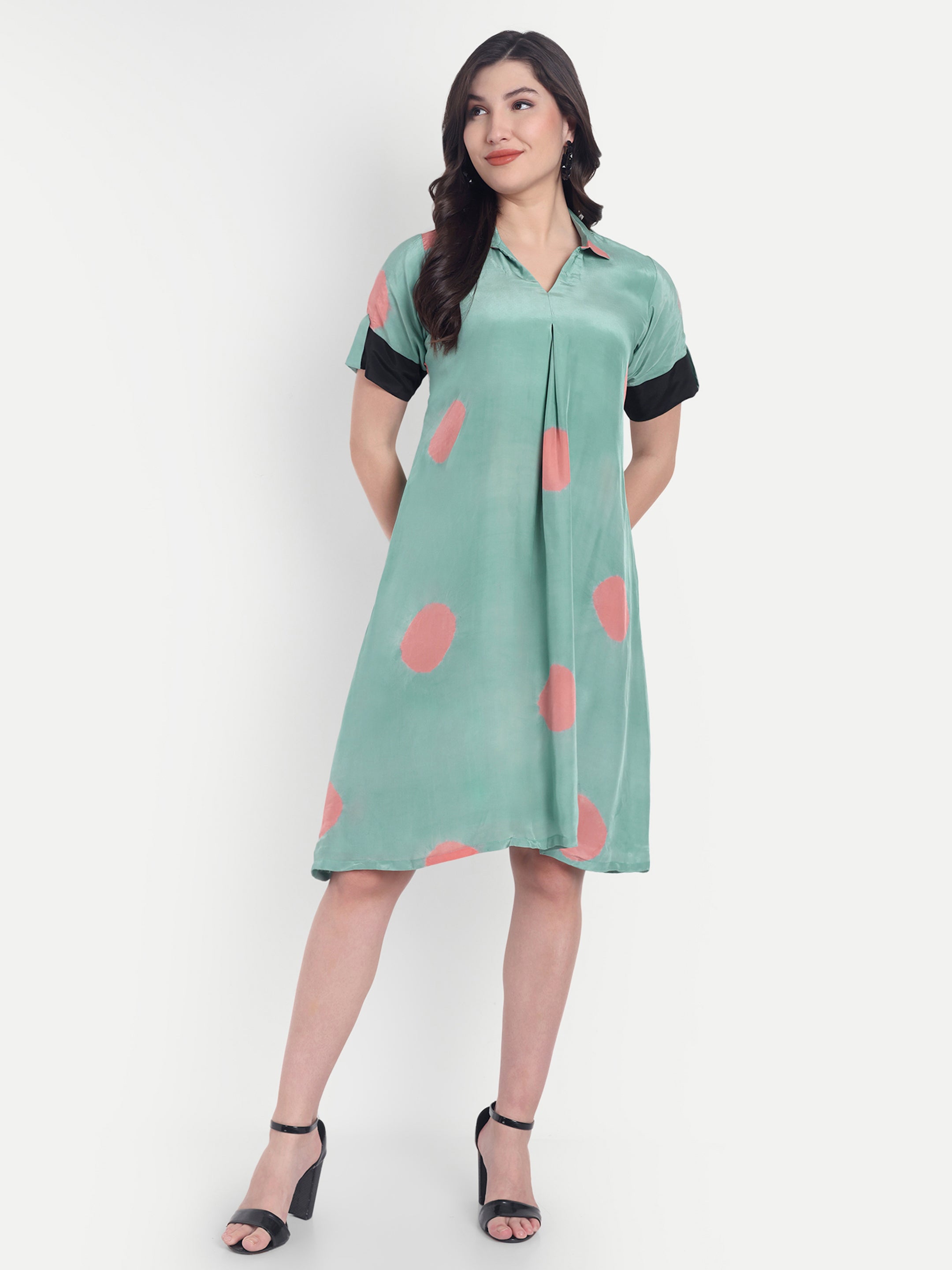 Polka Diva Dress-Green