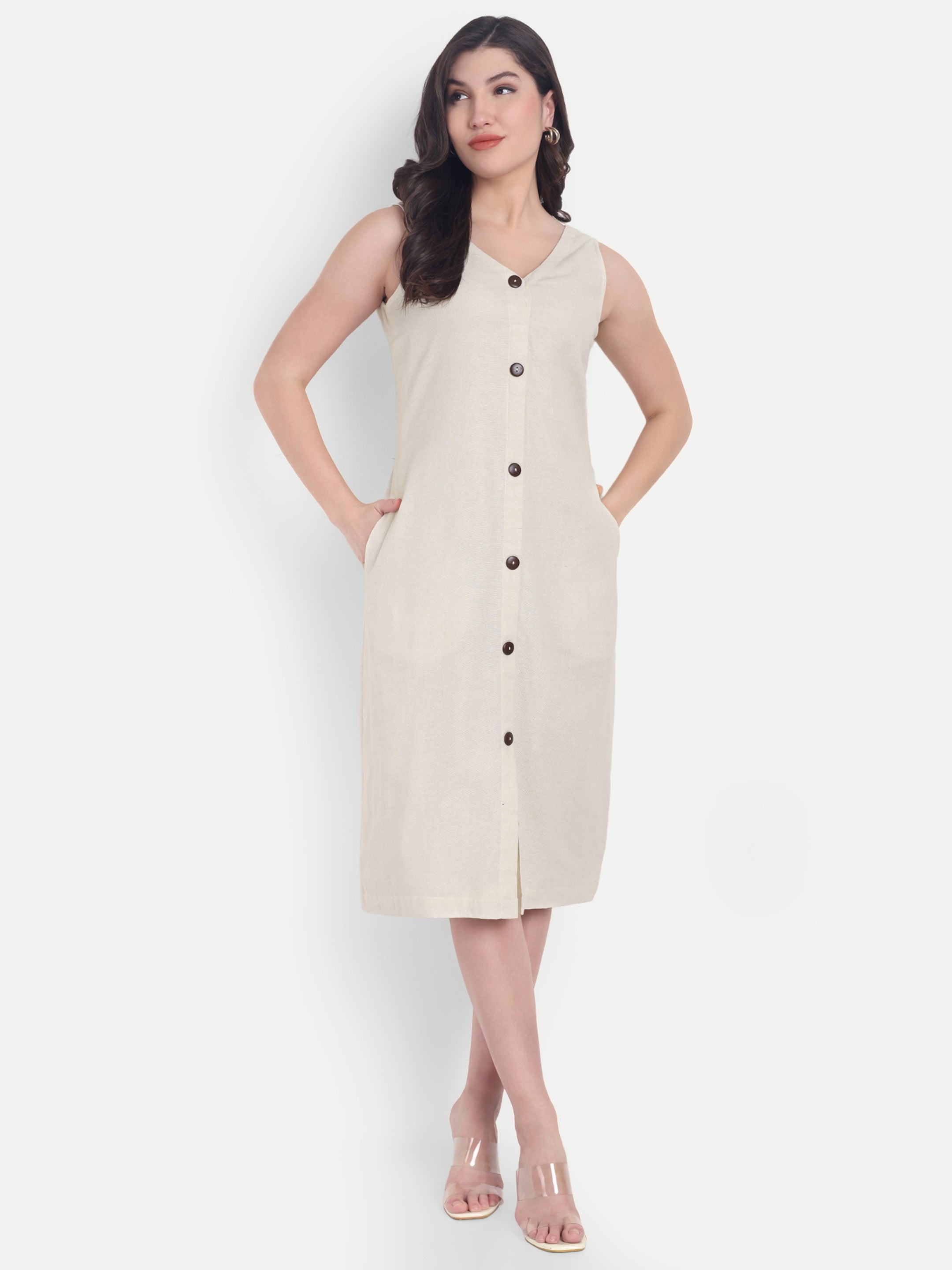 Khadi Cotton-Off White Dress