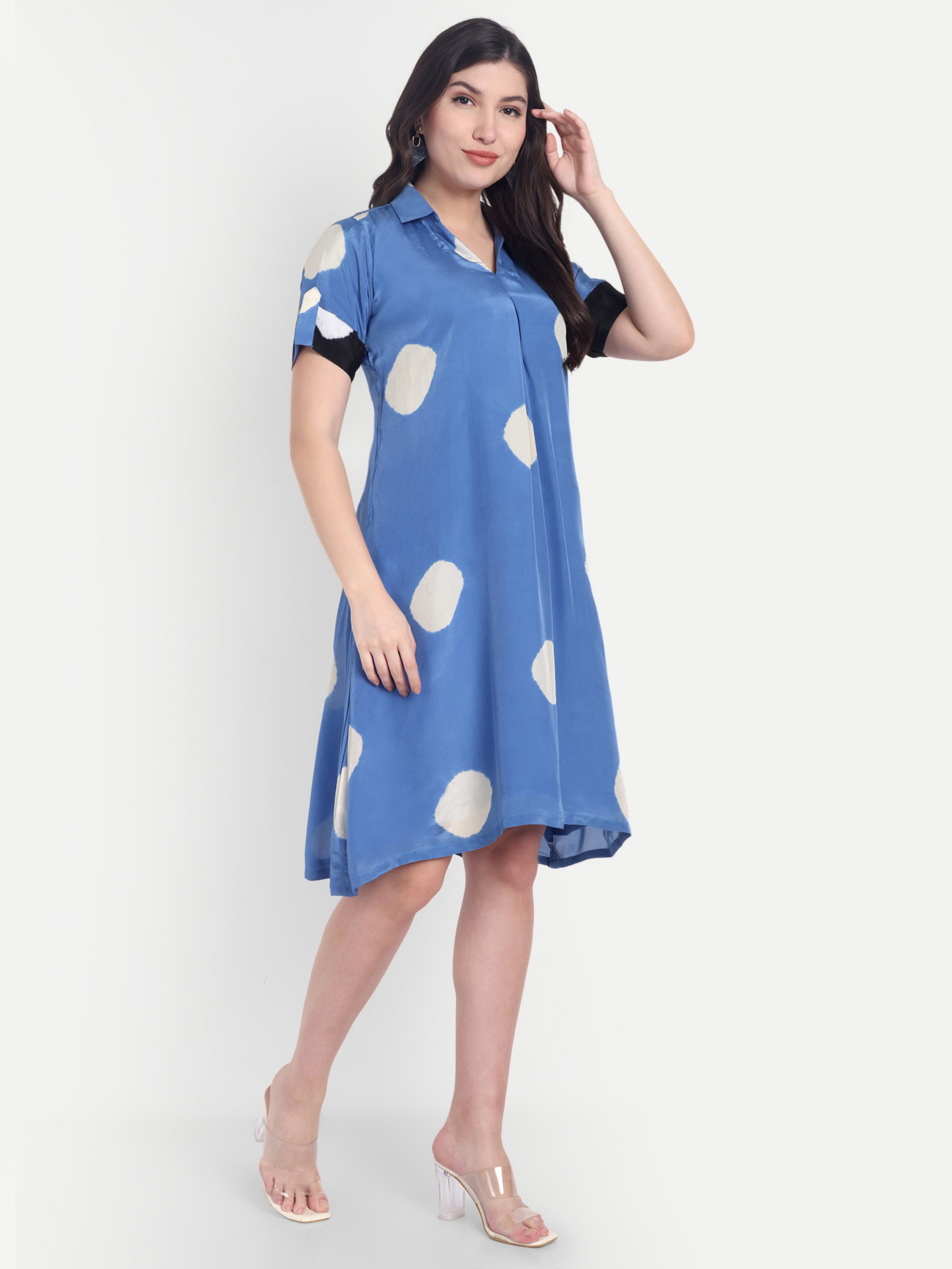 Polka Diva Dress-Blue