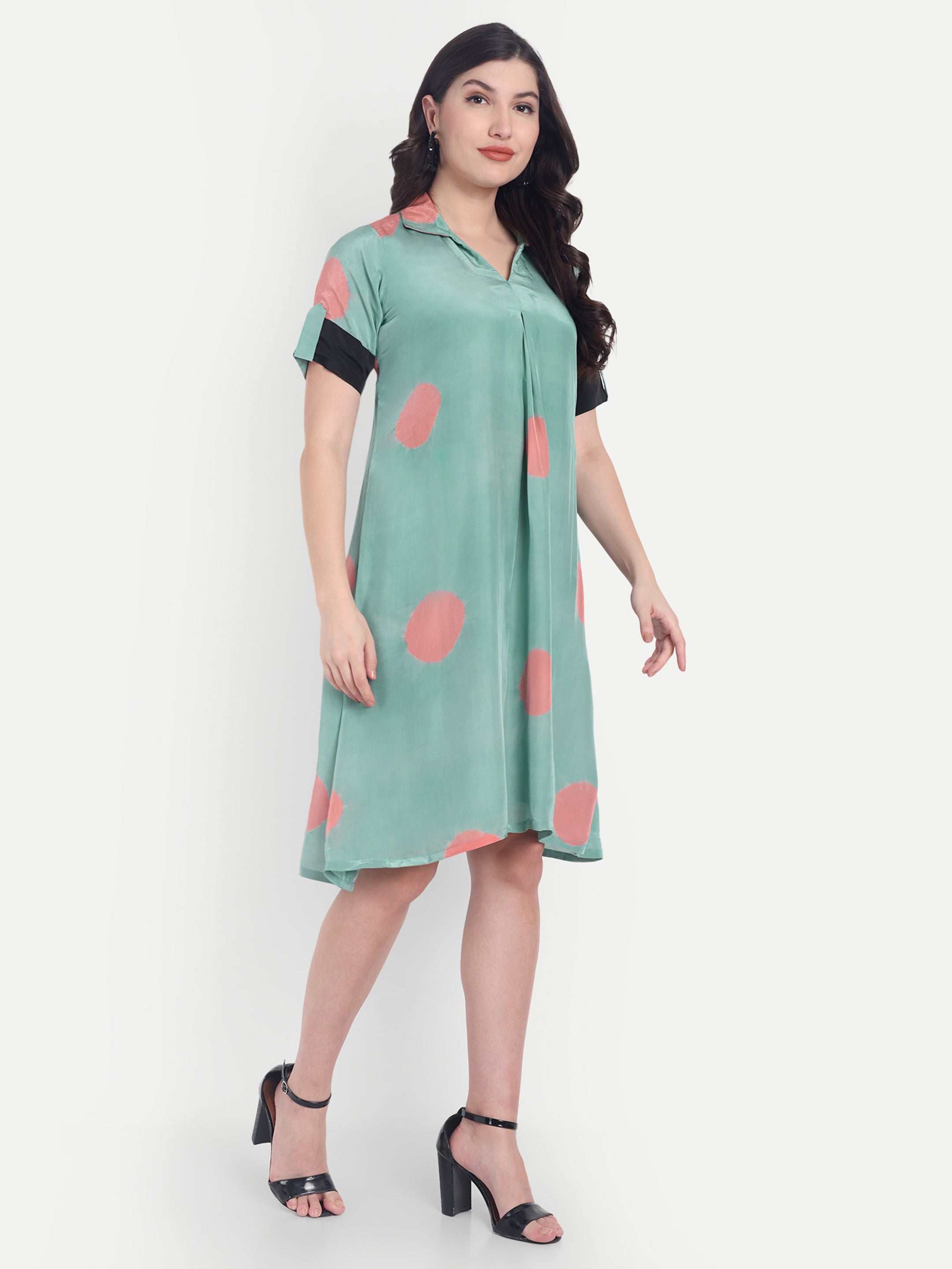 Polka Diva Dress-Green