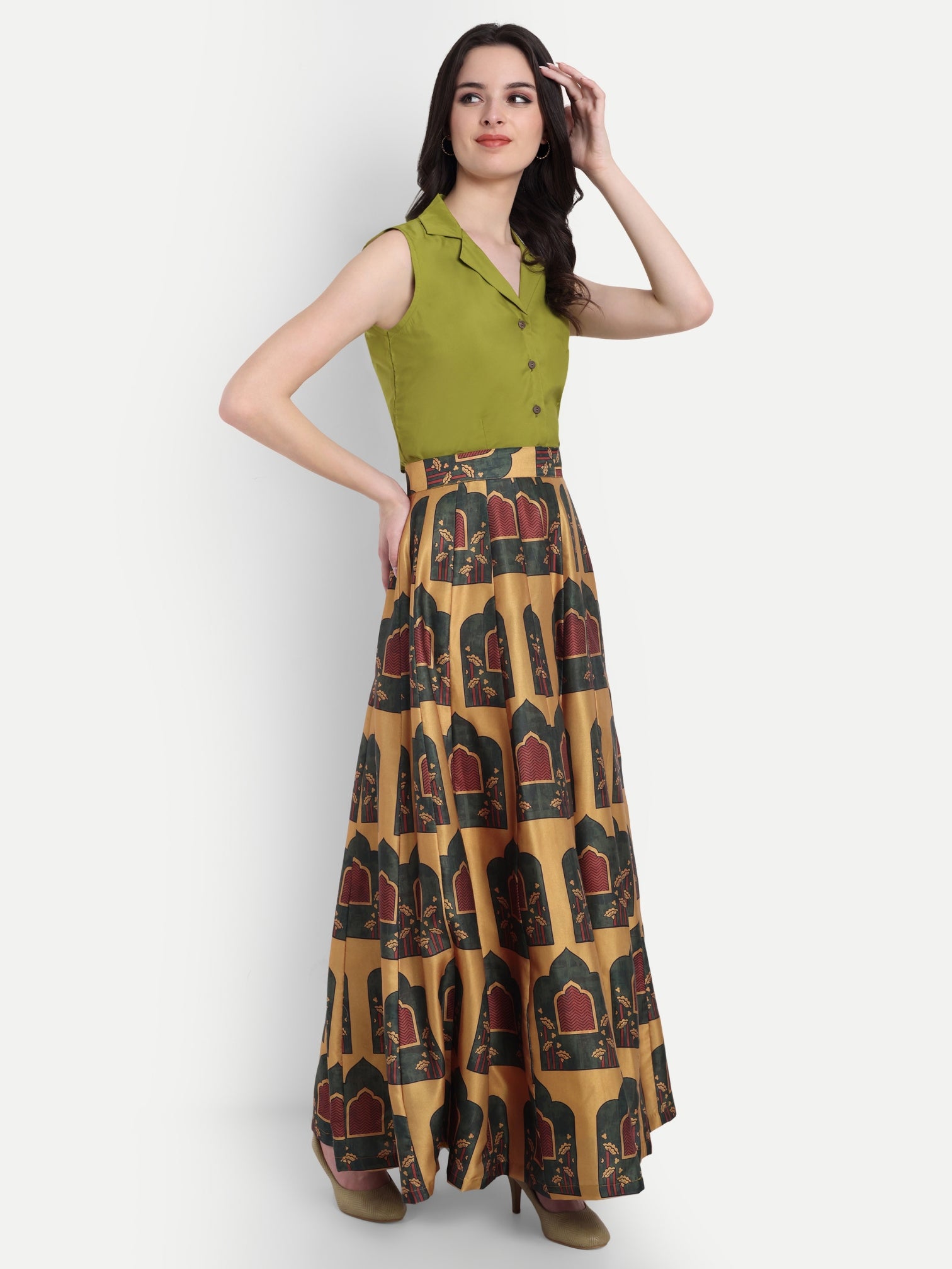 Indie Chic Skirt Top Green