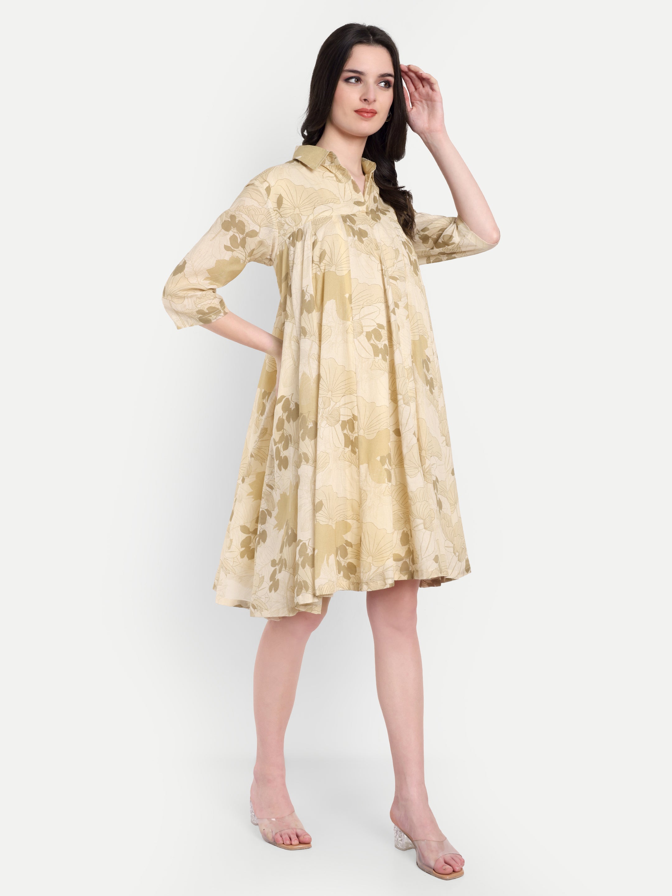 Beige Blossom Dress