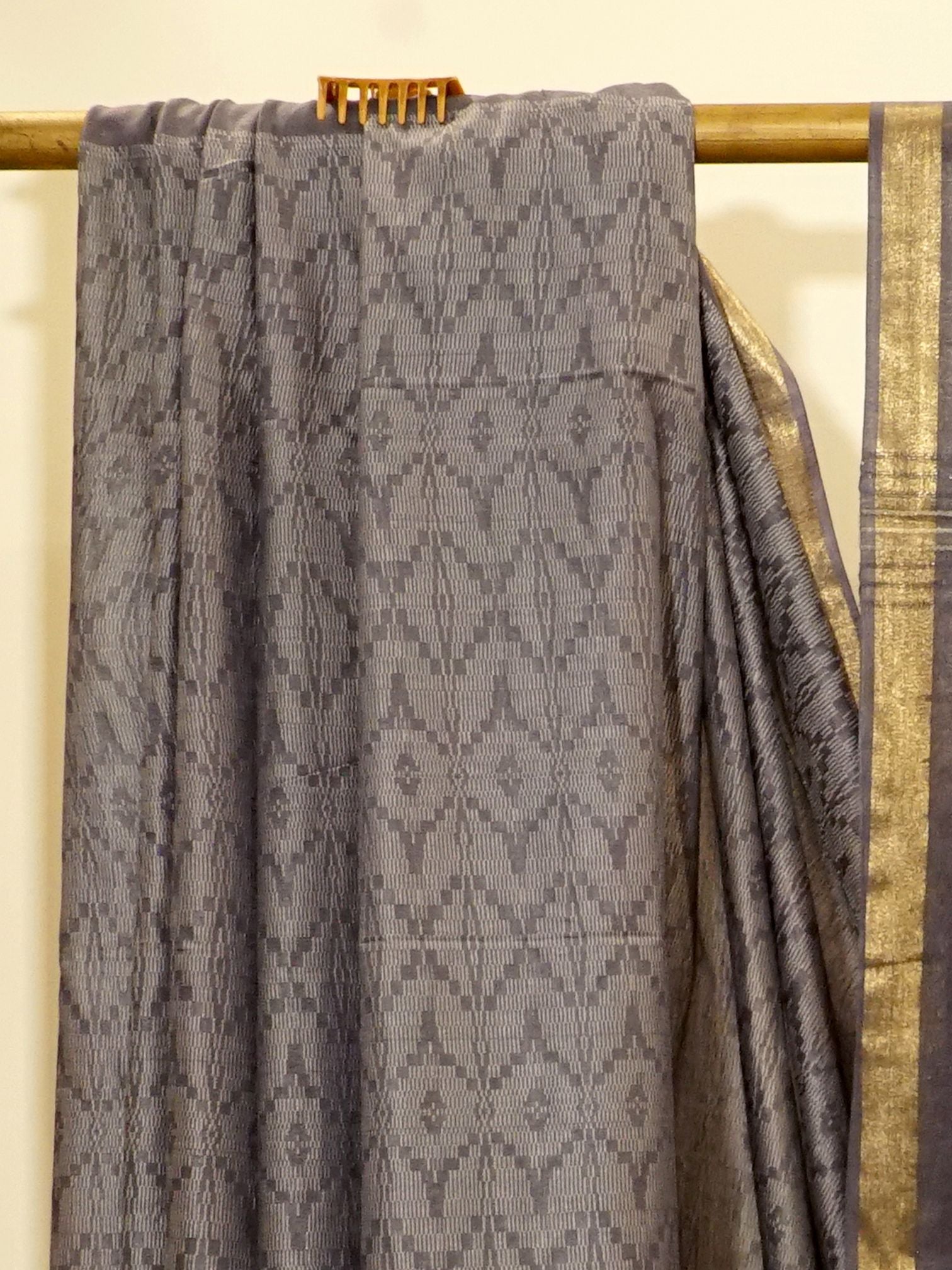 Grey & Gold fusion Saree