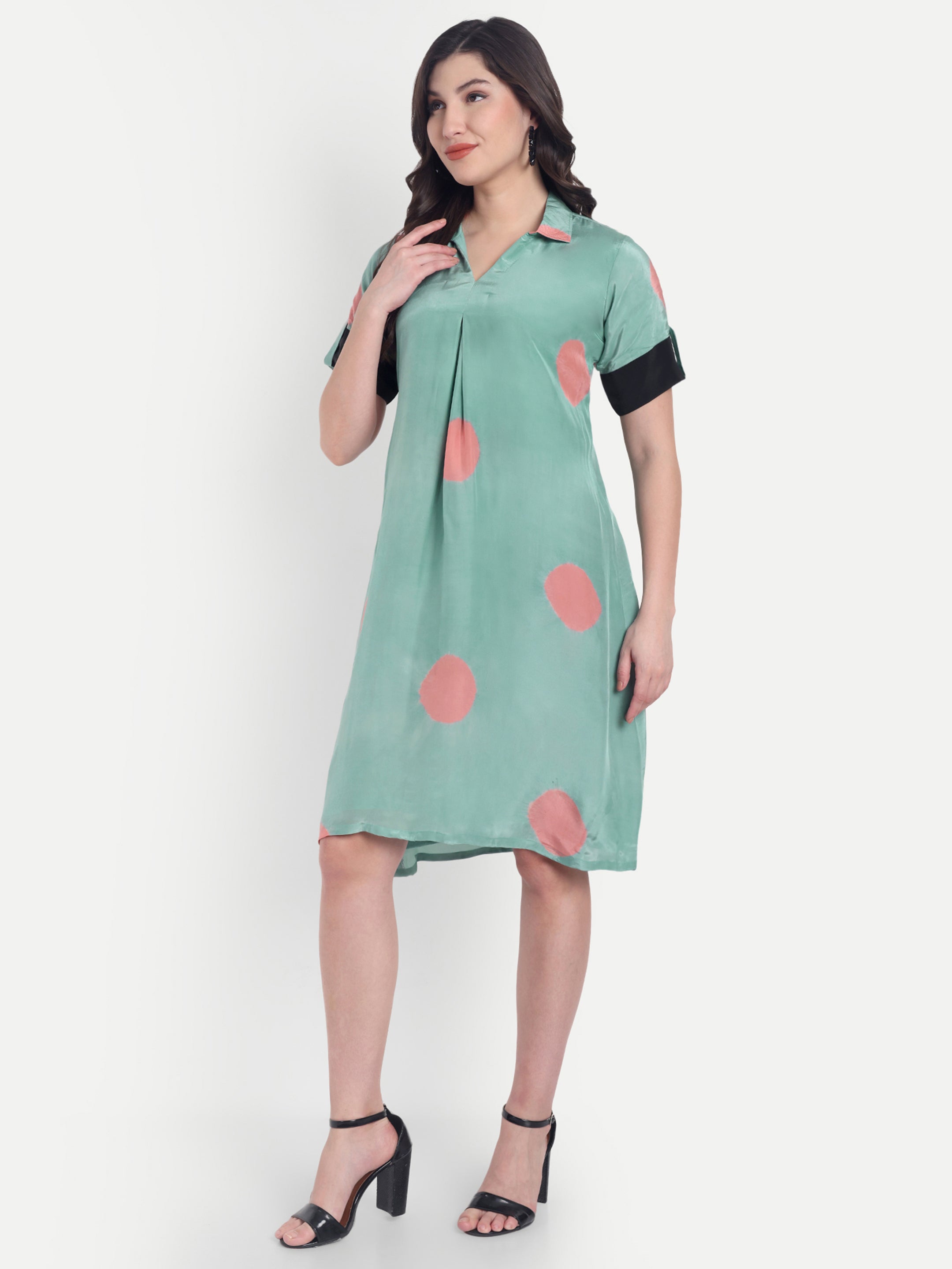 Polka Diva Dress-Green