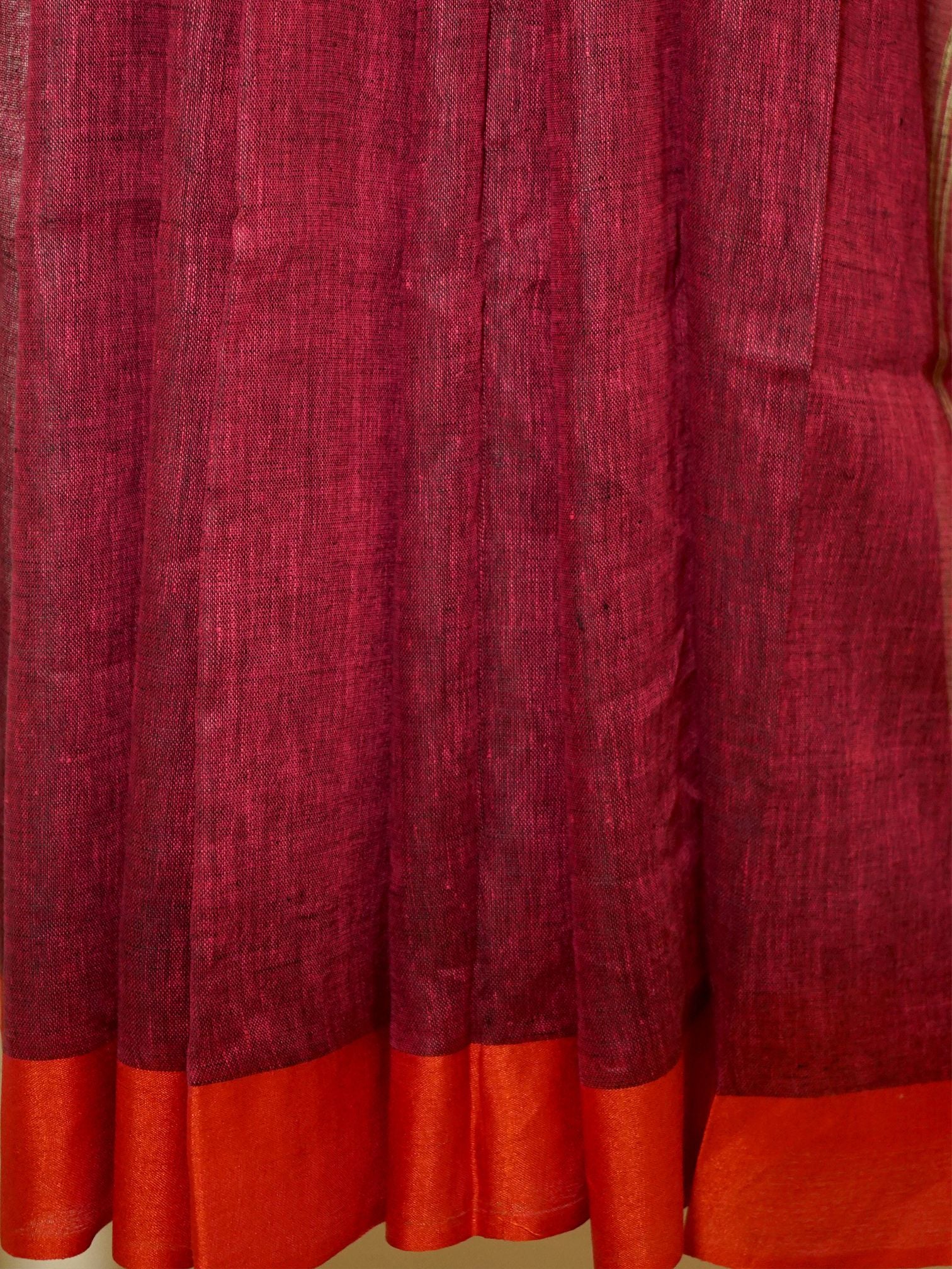 Linen Luxe Red Saree