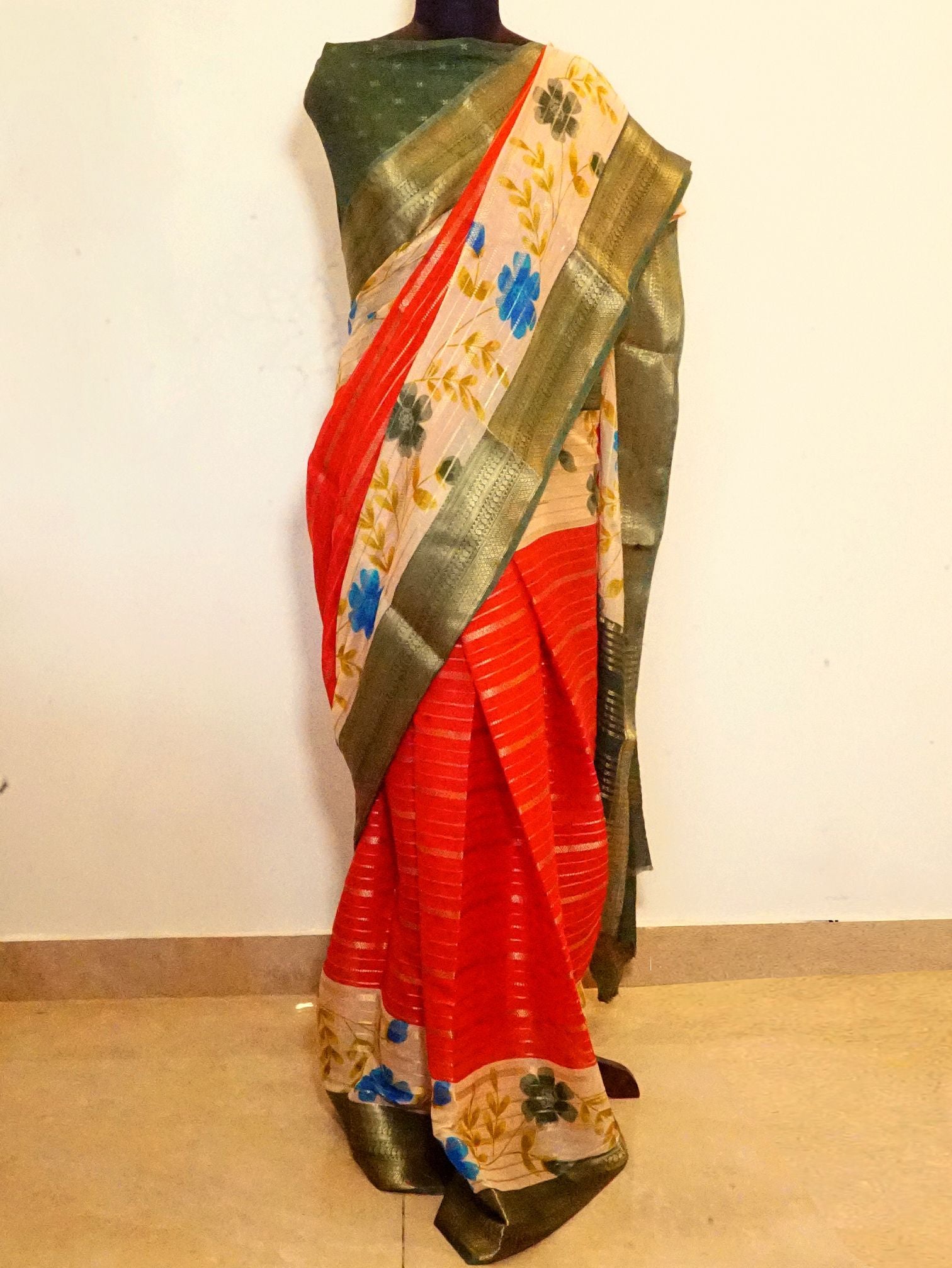 Crimson Floral Saree