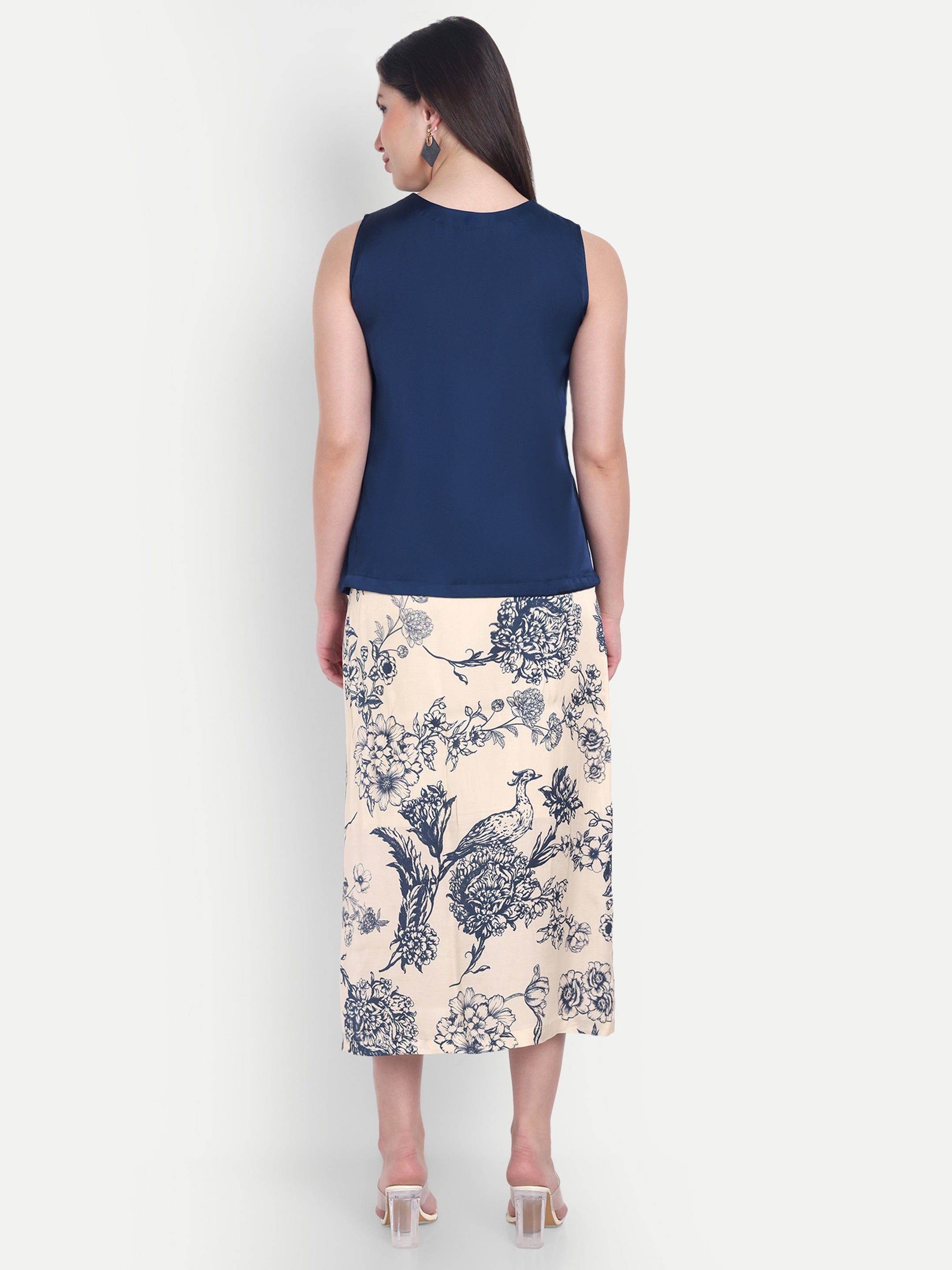 Blue & Blossom-Top Skirt