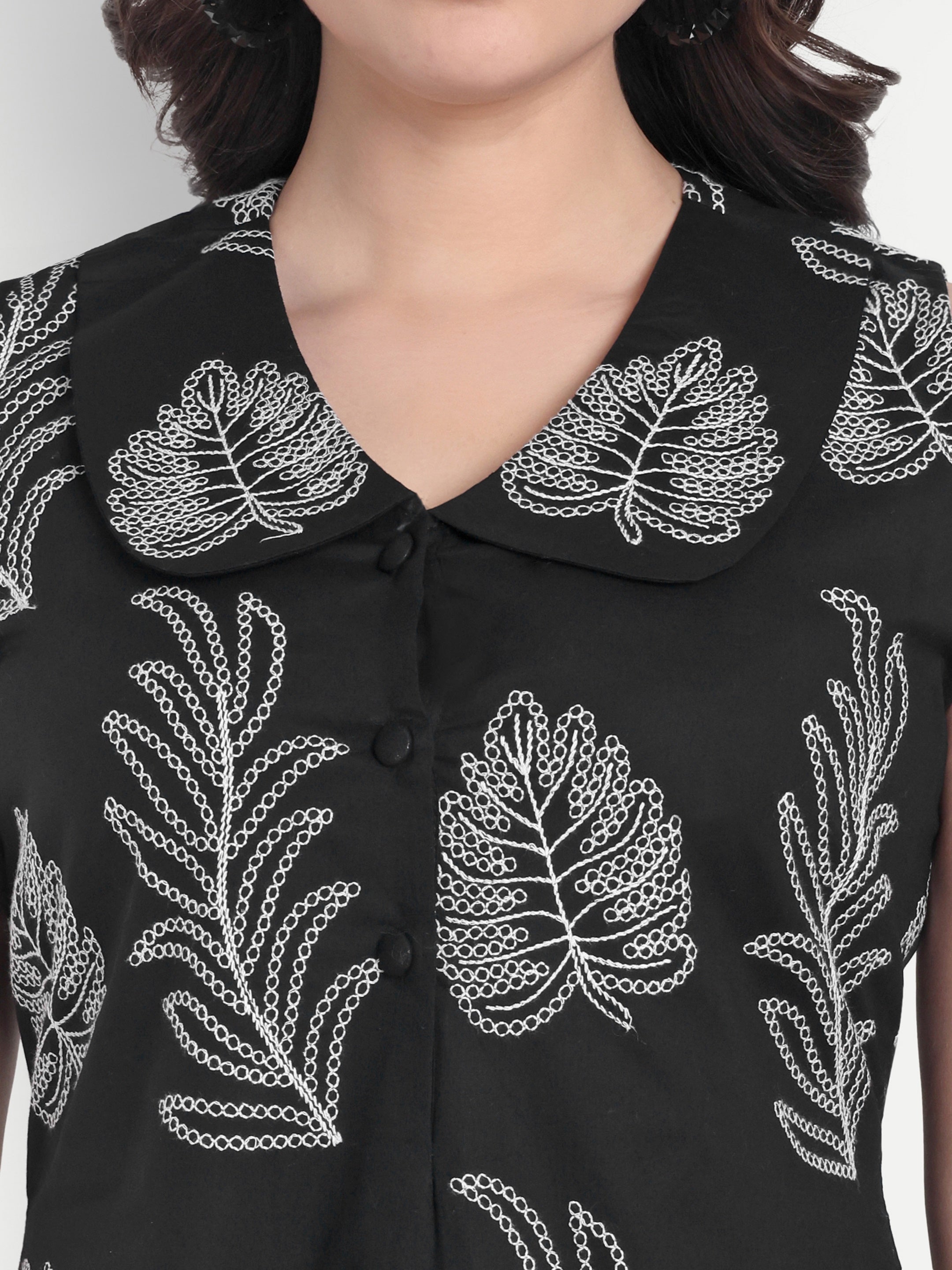 Black Floral A-Line Dress