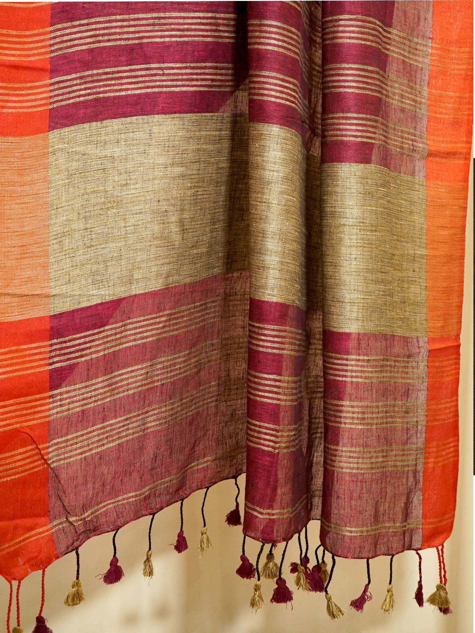 Linen Luxe Red Saree