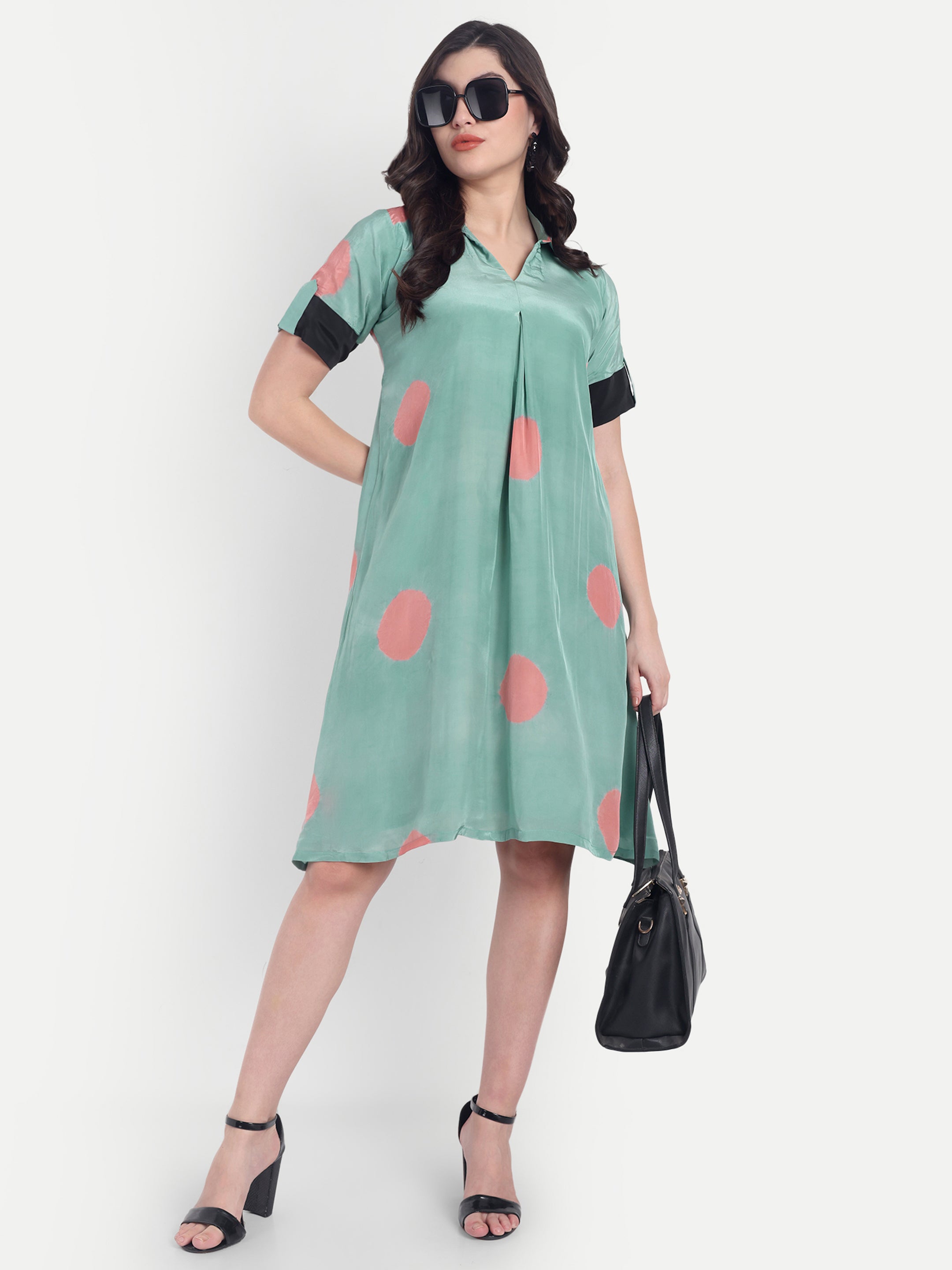 Polka Diva Dress-Green
