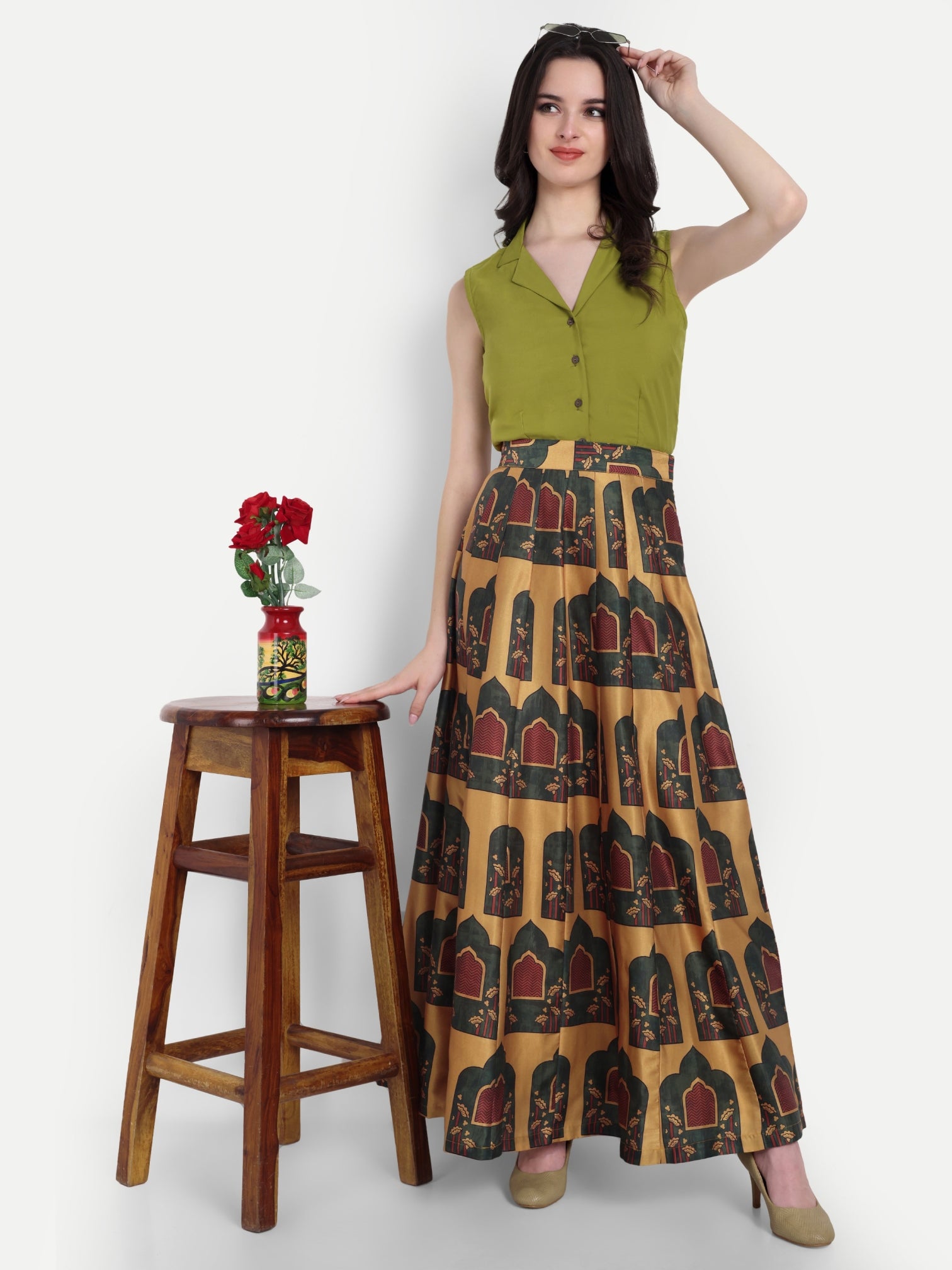 Indie Chic Skirt Top Green