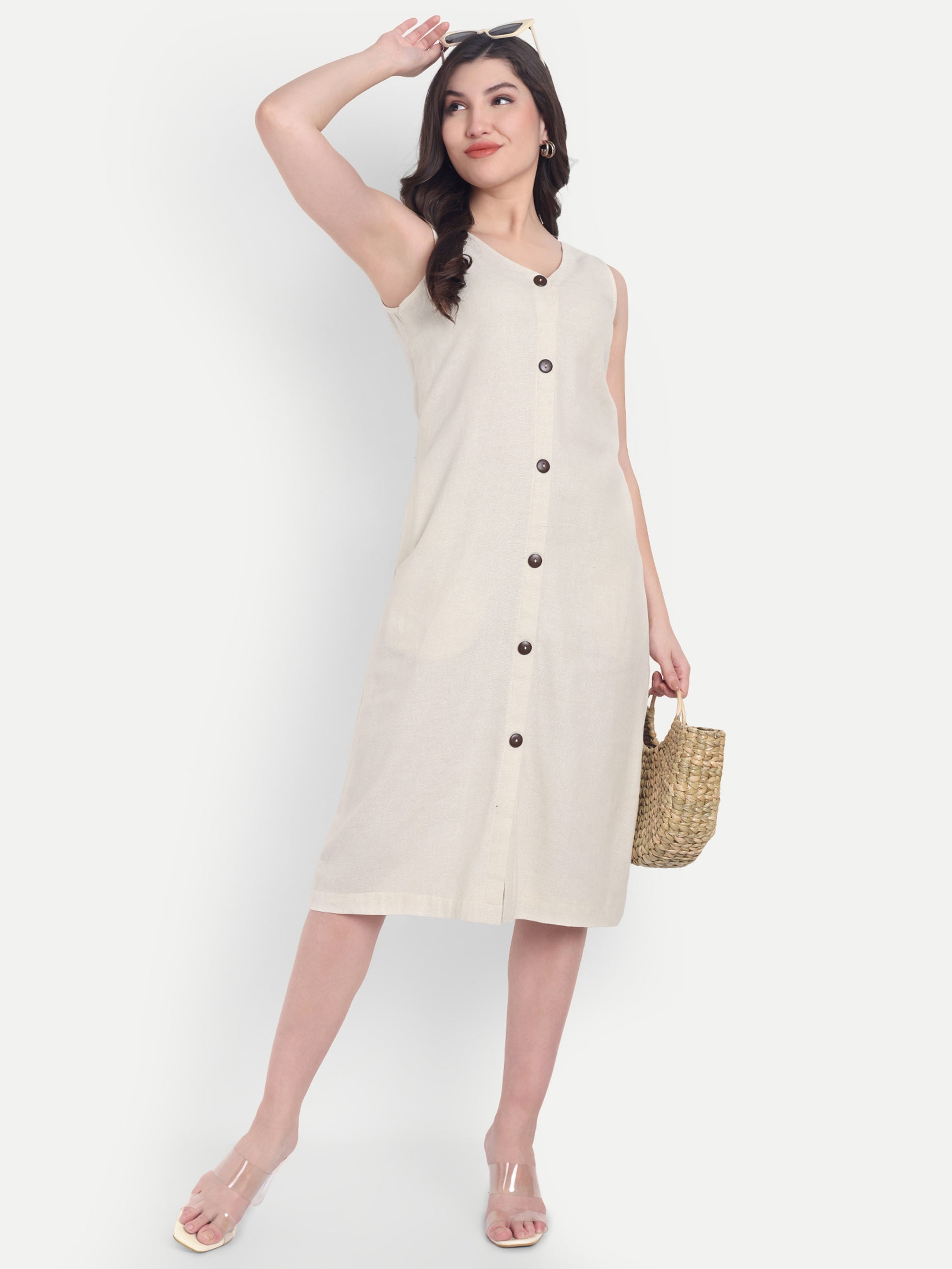 Khadi Cotton-Off White Dress