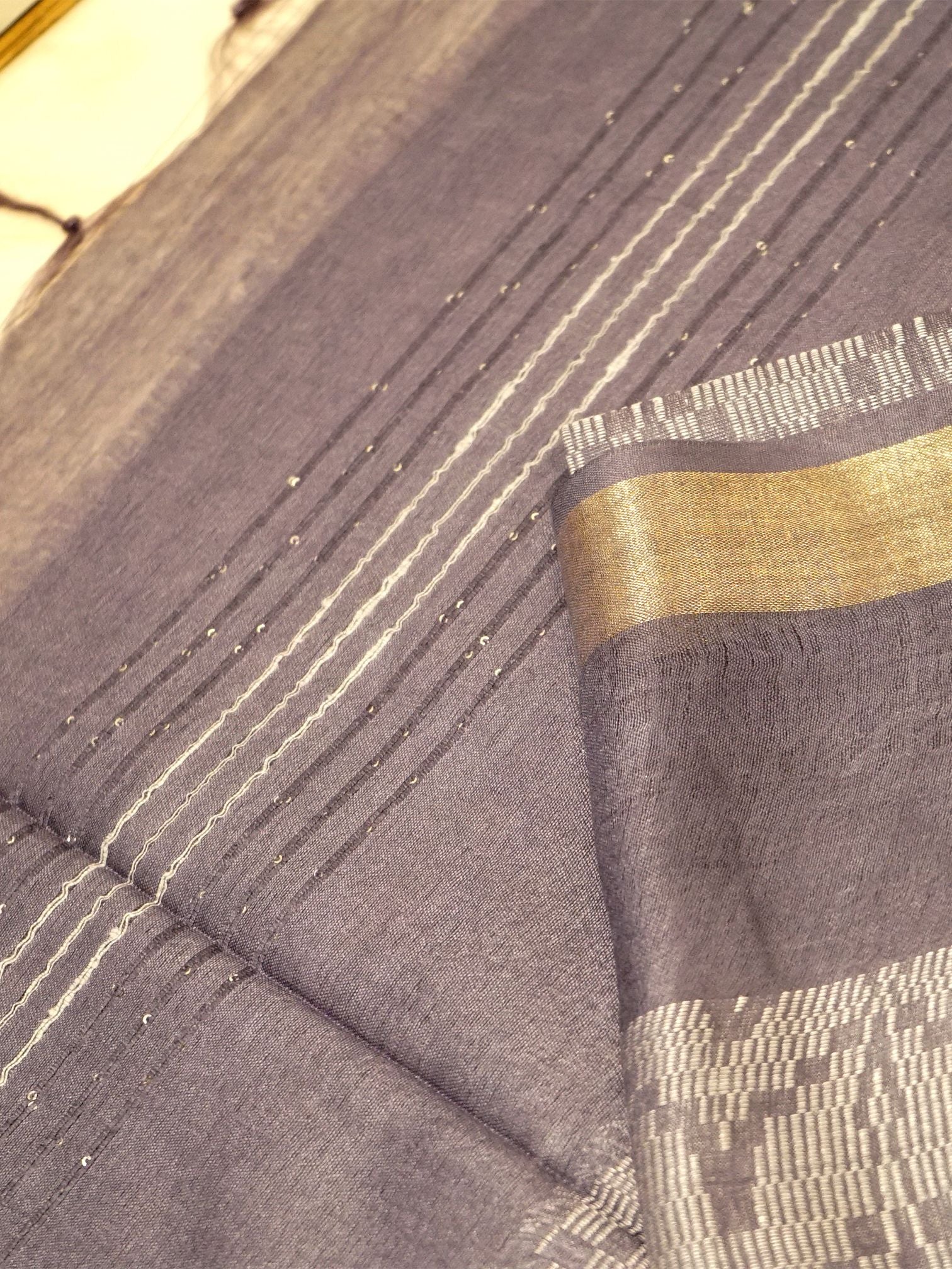 Grey & Gold fusion Saree