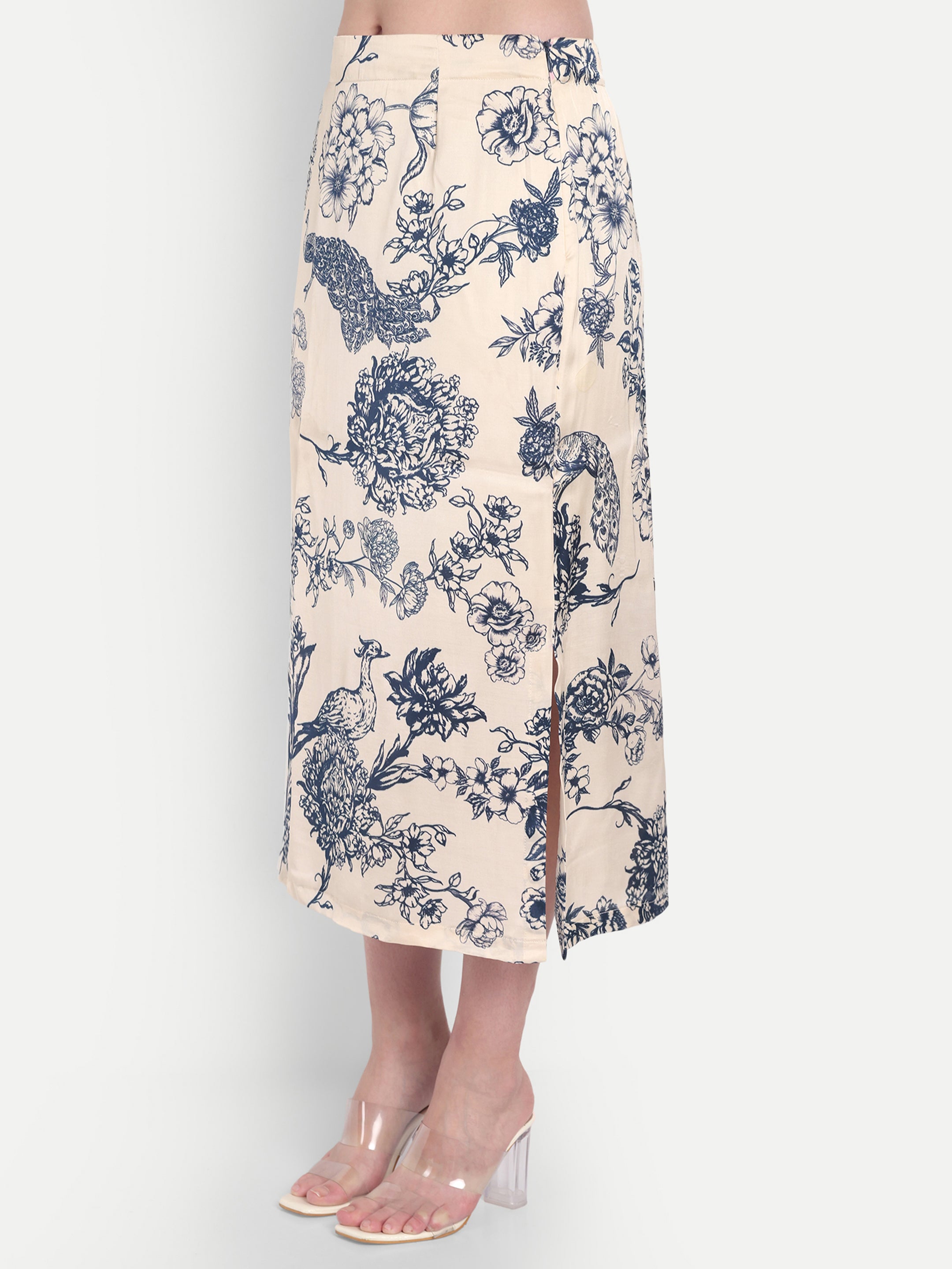 Blue & Blossom-Top Skirt