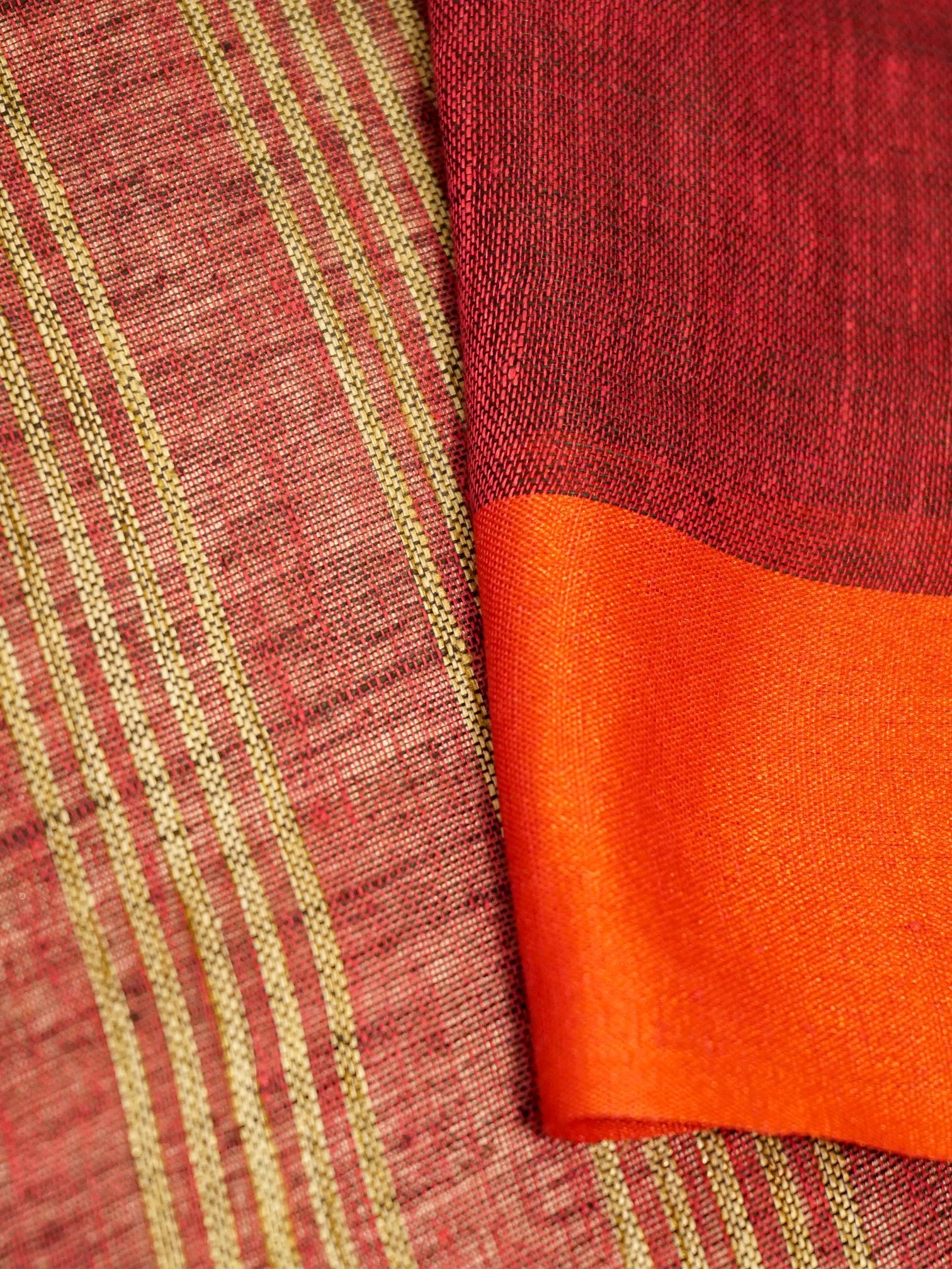 Linen Luxe Red Saree