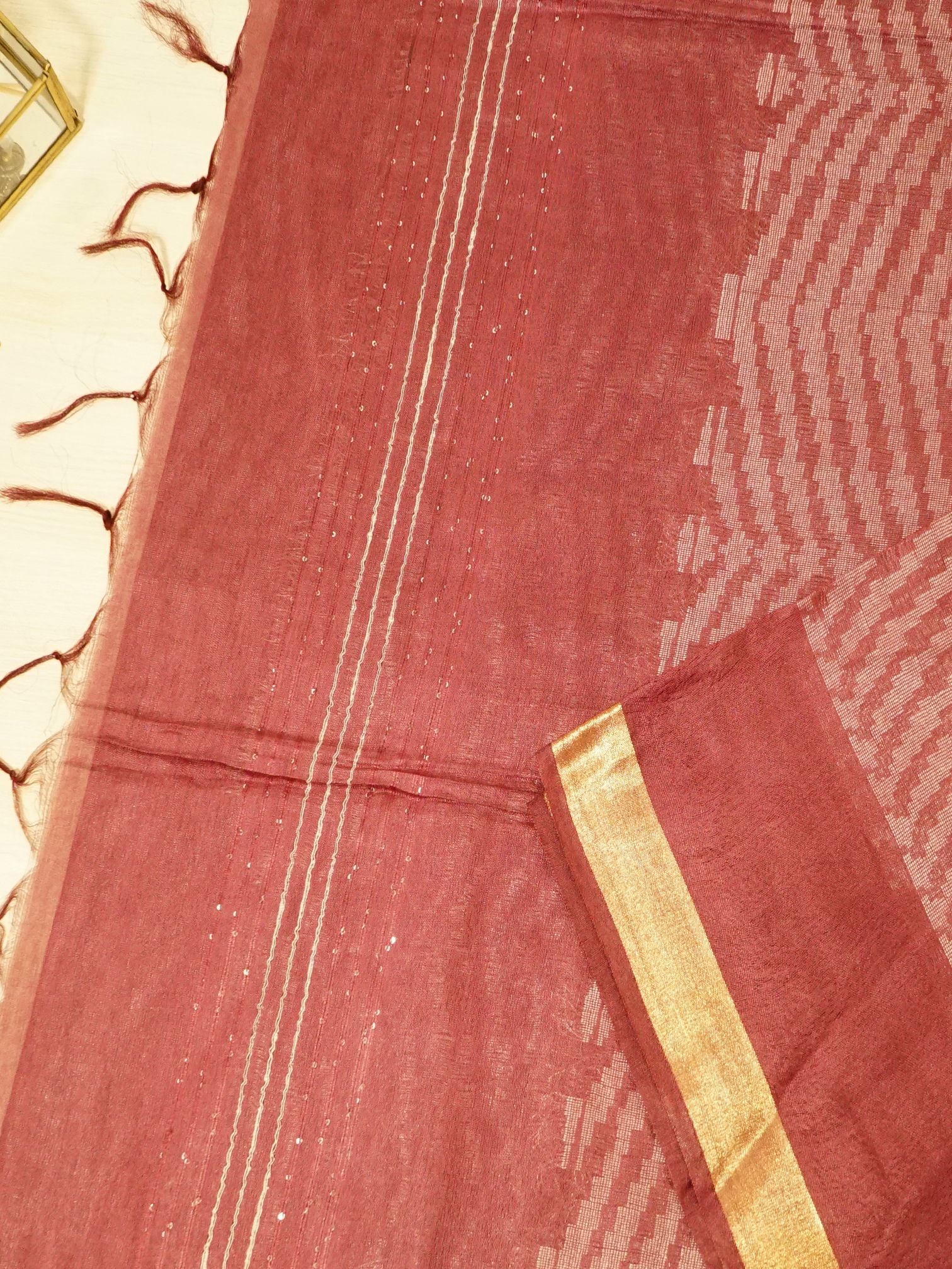 Golden Crimson Saree
