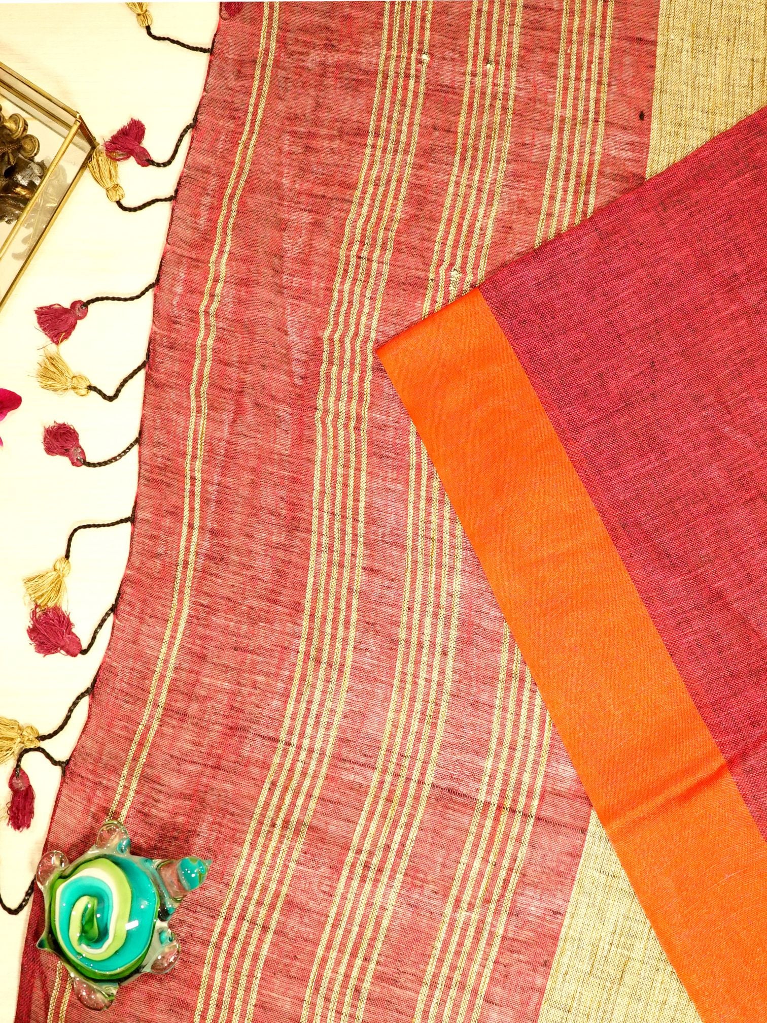 Linen Luxe Red Saree