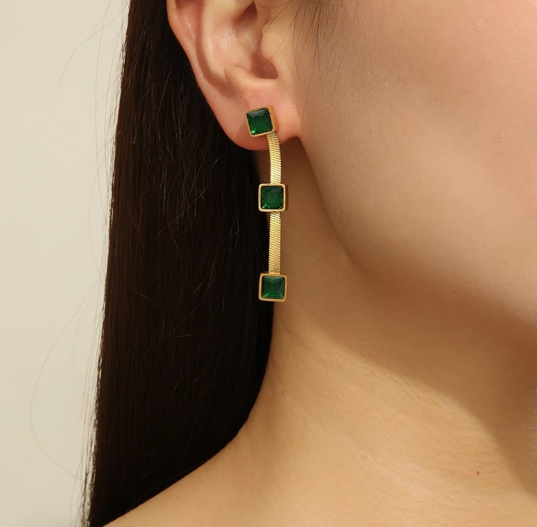 Emerald Green Long Earrings